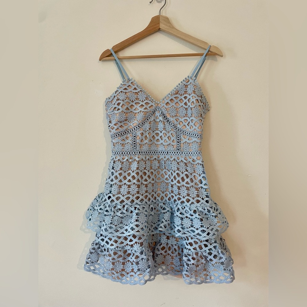 Lulu’s powder blue ruffle dress